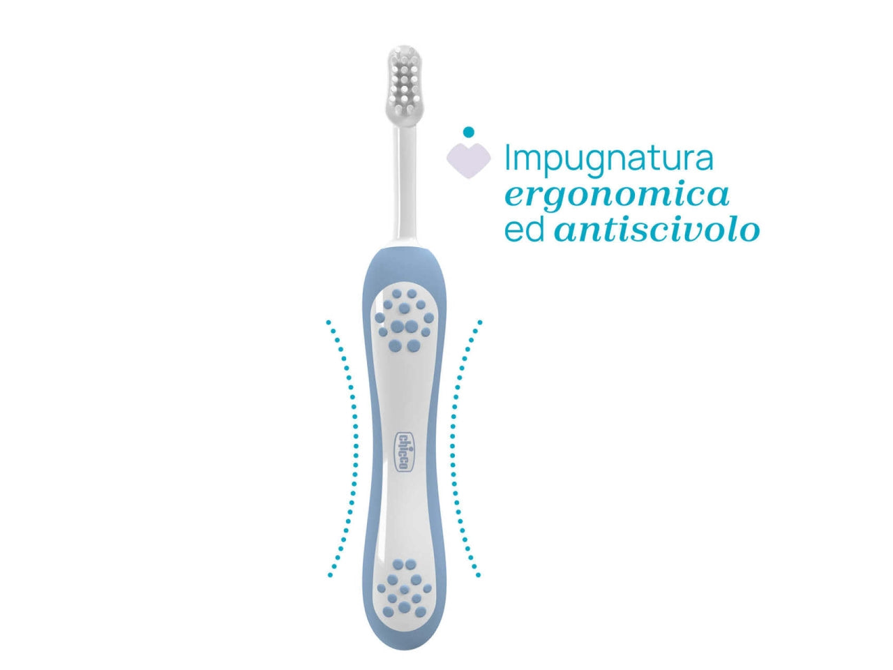 Spazzolino primi denti Oral Care Chicco con setole ultra morbide e impugnatura ergonomica azzurro, 6-36 mesi