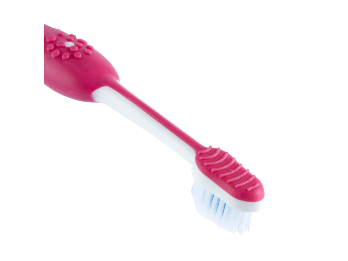 Spazzolino Hippo Oral Care Chicco con setole ultra sottili e impugnatura ergonomica rosa, 3-6 anni