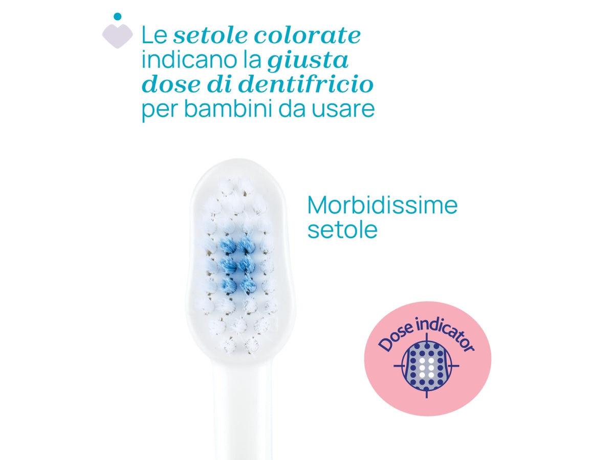 Spazzolino Hippo Oral Care Chicco con setole ultra sottili e impugnatura ergonomica rosa, 3-6 anni