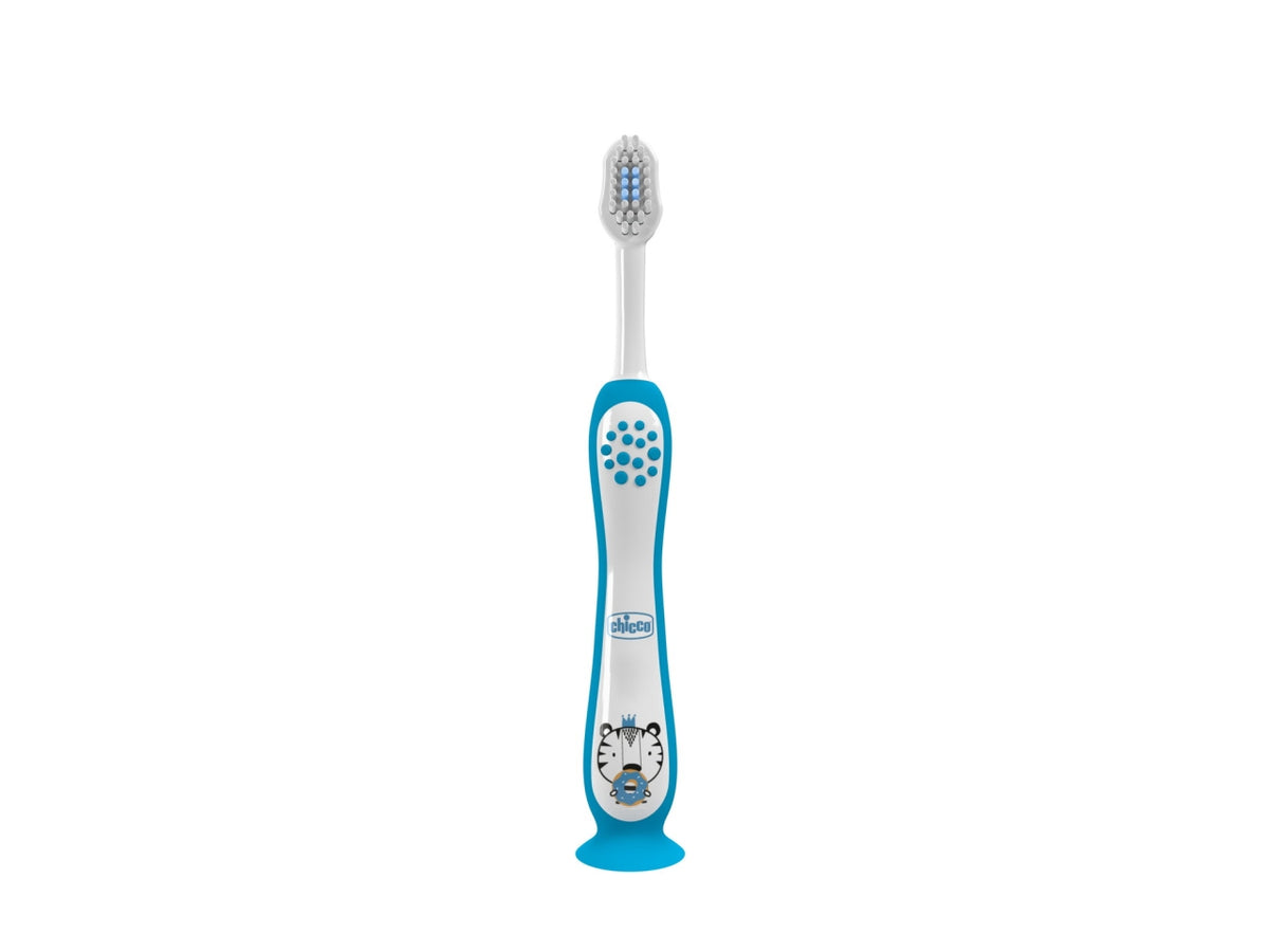 Spazzolino Hippo Oral Care Chicco con setole ultra sottili e impugnatura ergonomica azzurro, 3-6 anni