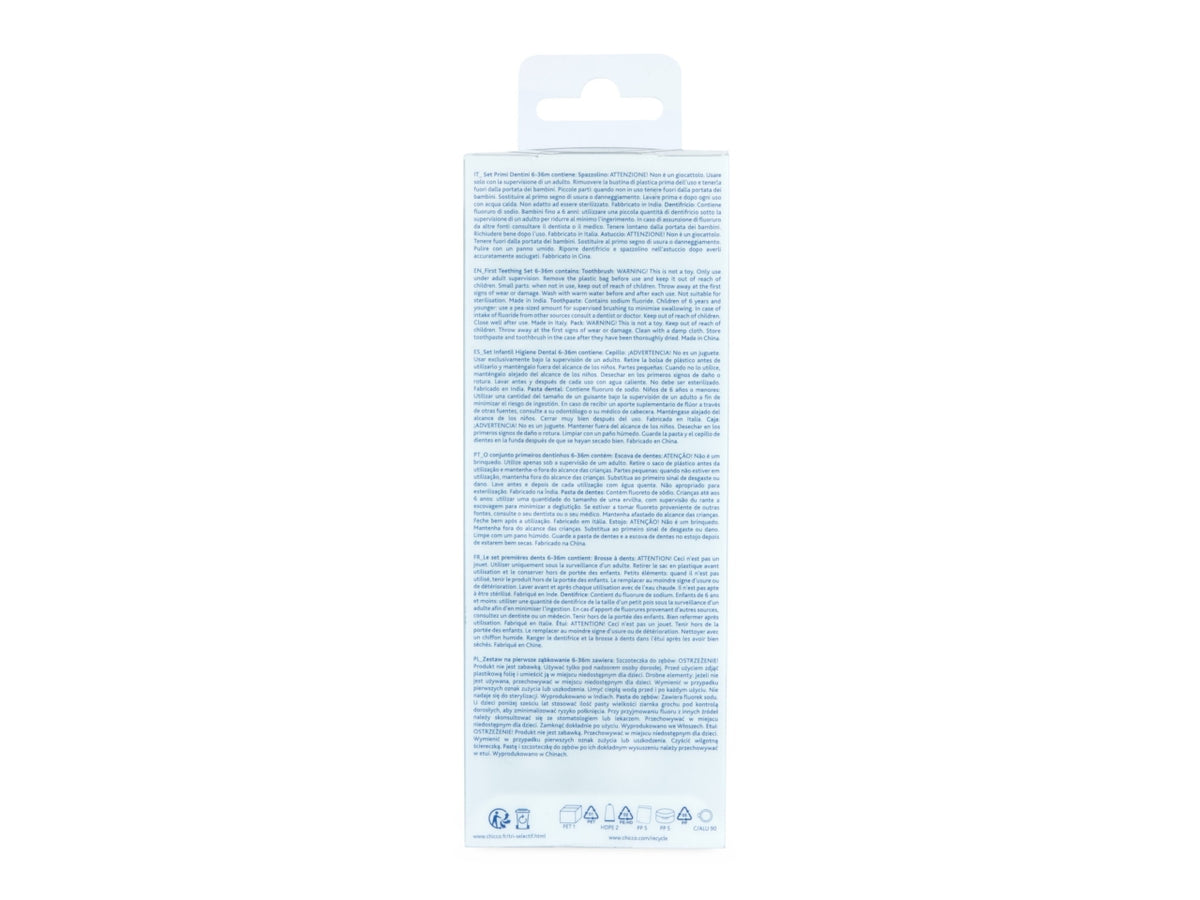 Astuccio Oral Care Chicco per igiene orale fuori casa con spazzolino e dentifricio, colore azzurro, 6 + mesi
