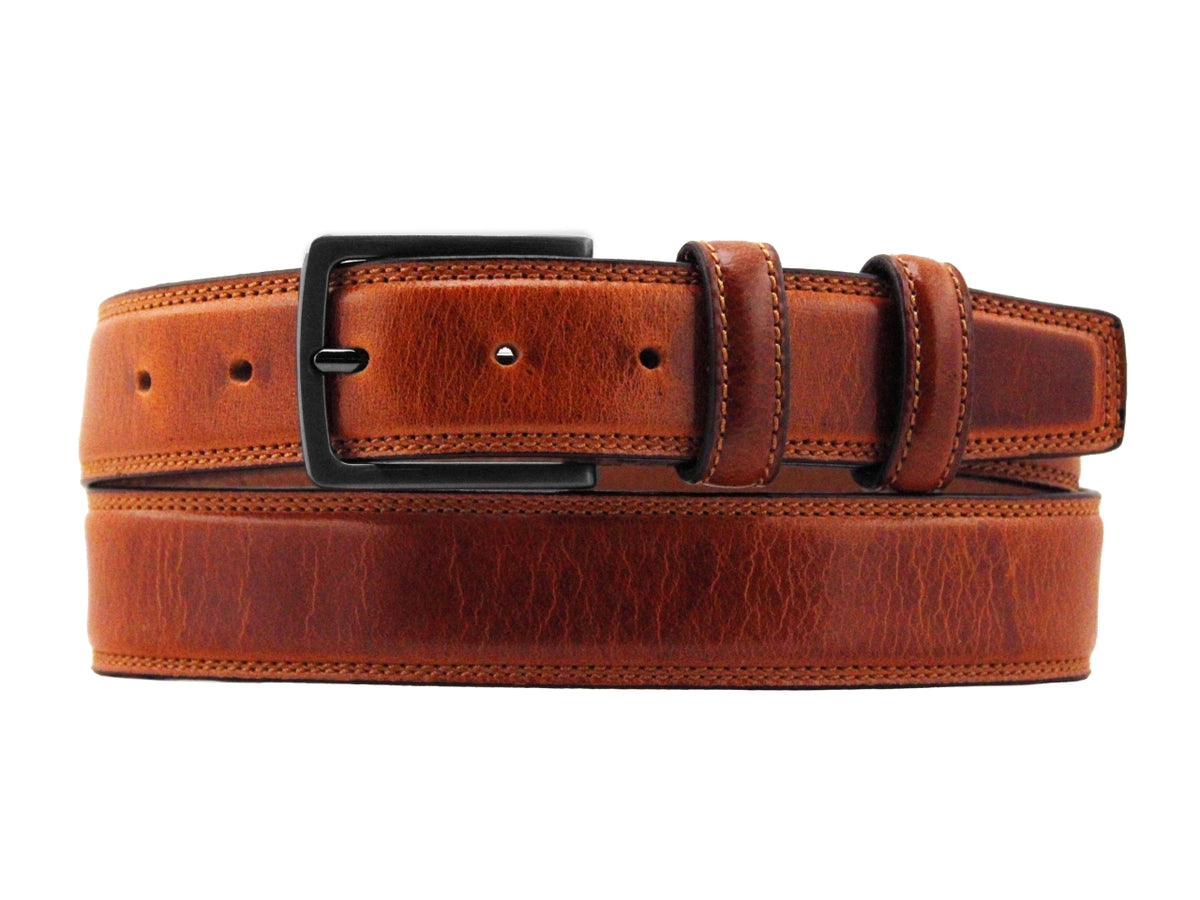 Cintura uomo in pelle tabacco, Bridge, taglie assortite dalla 115 alla 130 Made in Italy - Navigare
