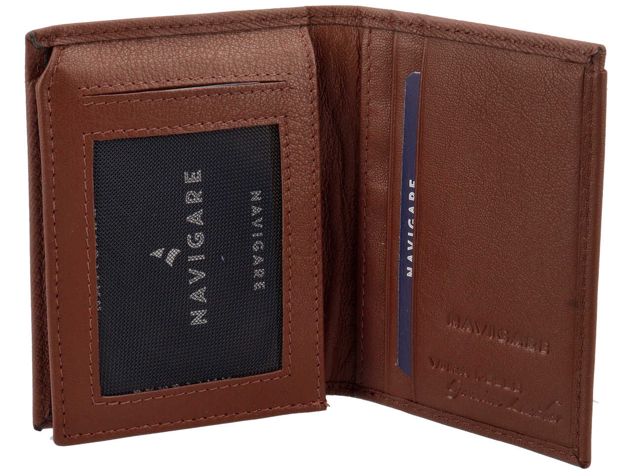 Portafoglio da uomo in nappa e pelle marrone 8x11 cm - Navigare