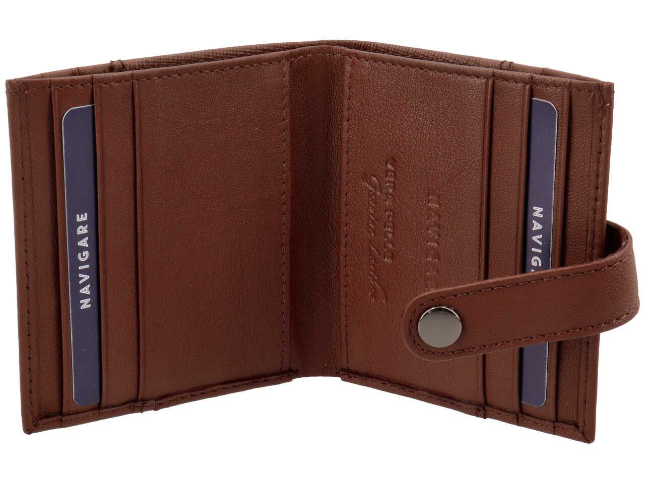 Portafoglio da uomo in nappa e pelle marrone 9,5x10 cm - Navigare