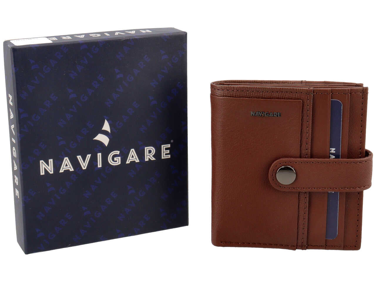 Portafoglio da uomo in nappa e pelle marrone 9,5x10 cm - Navigare