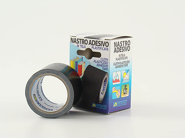 Scotch adesivo vibac in tela plastificata a trama fitta nero 38 mm x 2.7 mt