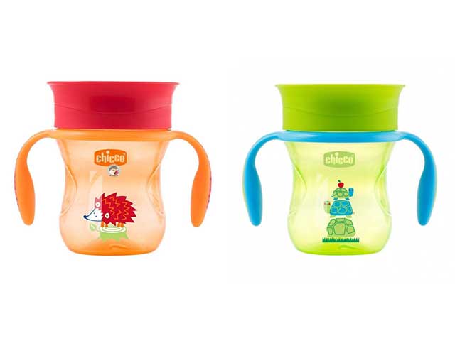 Chicco Perfect Cup Bicchiere 200 ml con Membrana a 360° Verde o Arancione