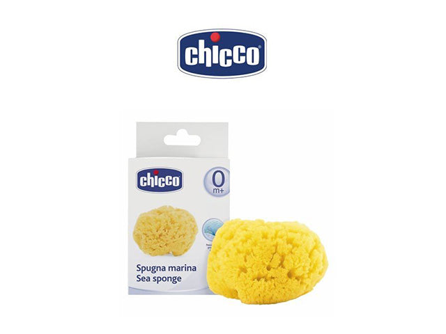Chicco Spugna Neonato Bagnetto Spugna Marina Naturale per Pelli Sensibili Gialla