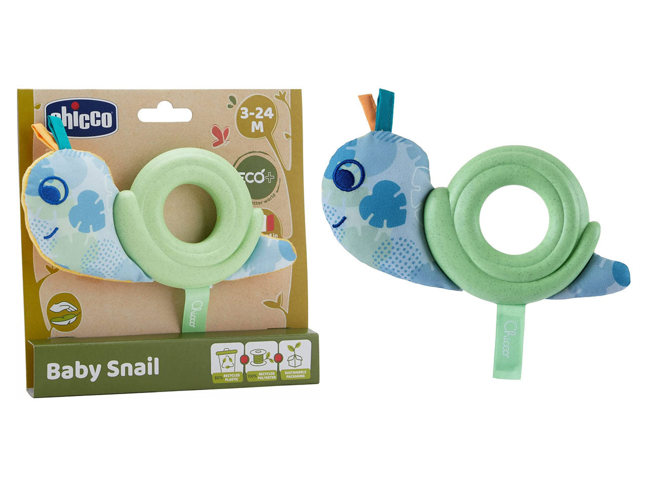 Chicco Peluche Baby Lumaca ECO+ Trillino in Tessuto $