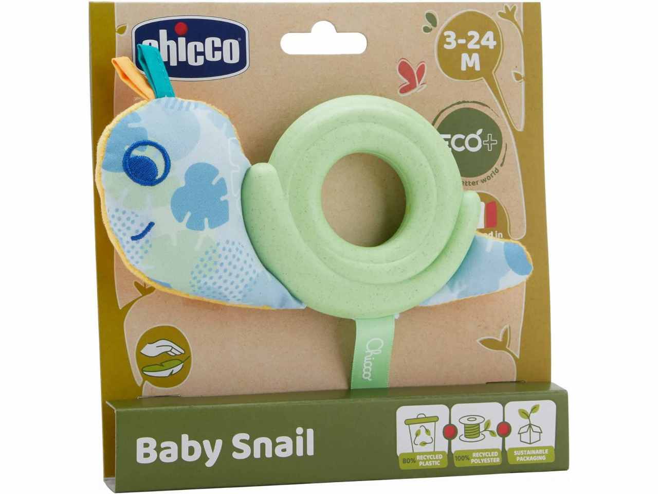 Chicco Peluche Baby Lumaca ECO+ Trillino in Tessuto $