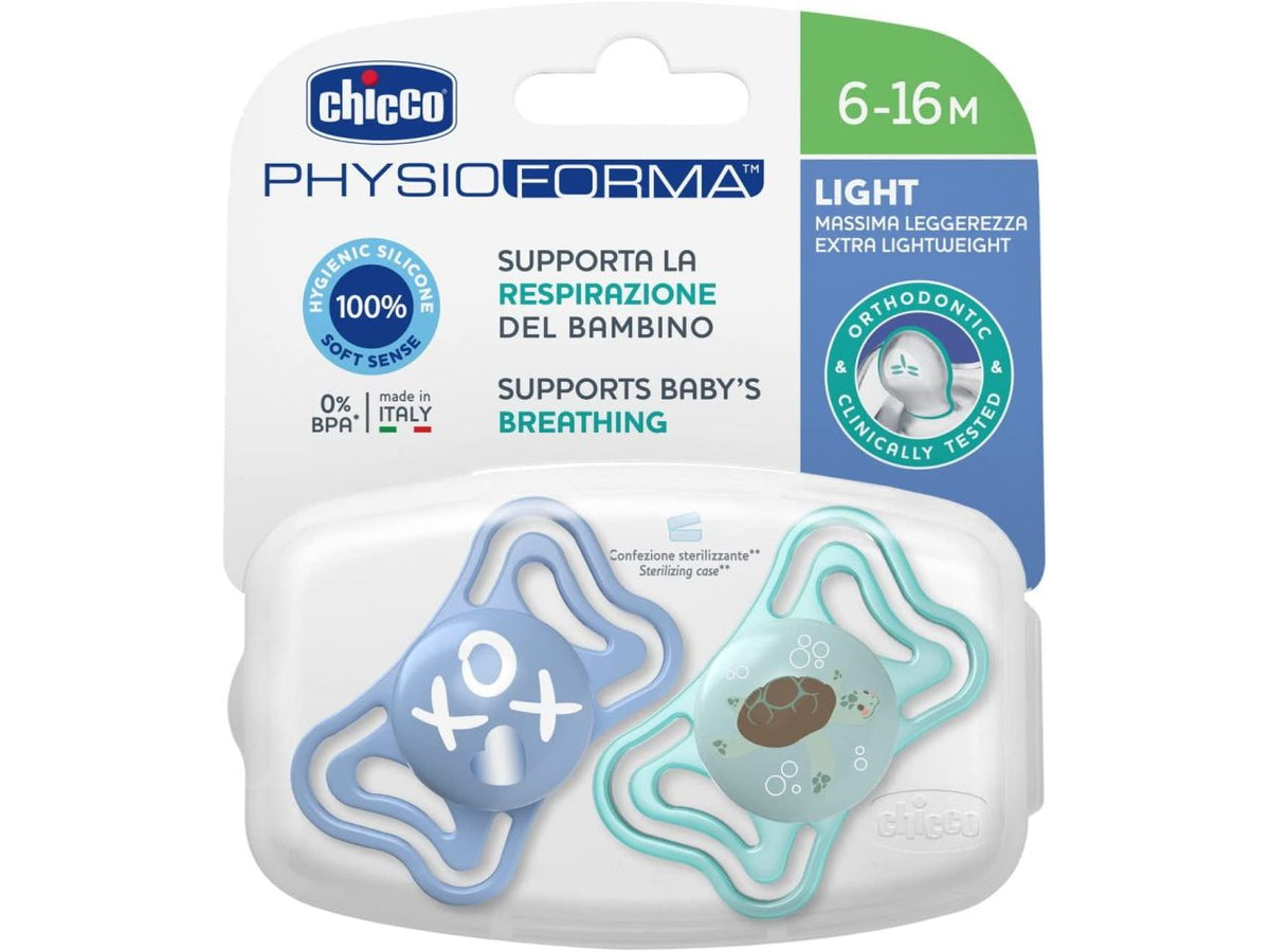 Chicco PhysioForma Light Succhietto in Silicone 6-16 Mesi Leggero e Traspirante 2 pz