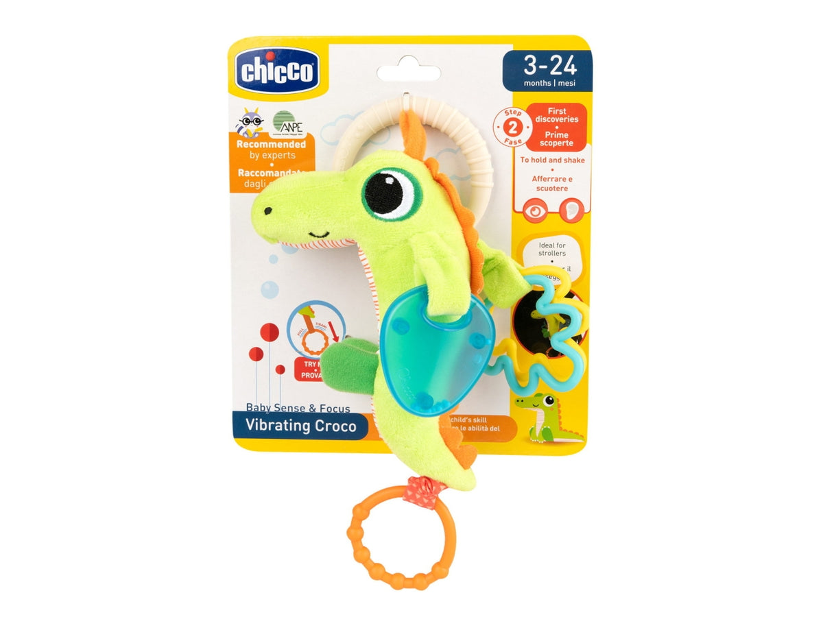 Chicco Sonaglio Vibrante Coccodrillo Sonaglio Sensoriale con Effetto Vibrazione $