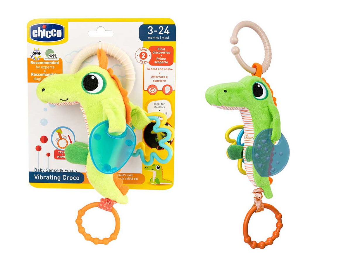 Chicco Sonaglio Vibrante Coccodrillo Sonaglio Sensoriale con Effetto Vibrazione $