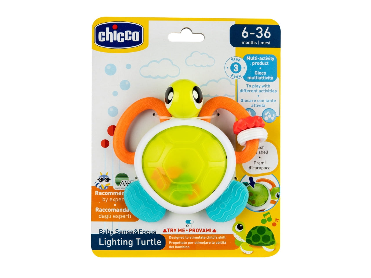Chicco Sonaglio Elettronico Tartaruga Gioco Multiattività con Luci e Suoni