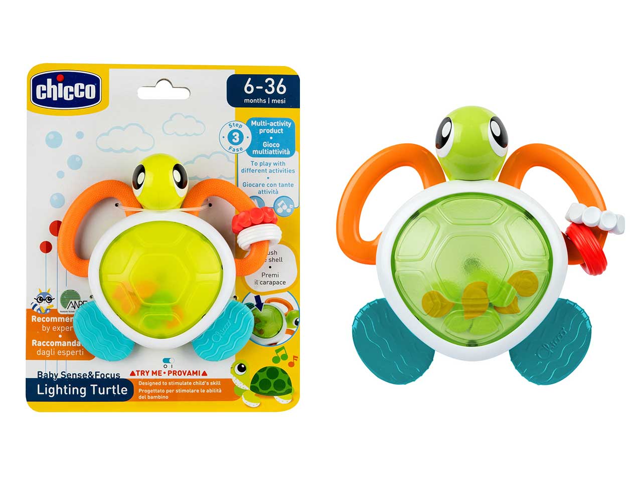 Chicco Sonaglio Elettronico Tartaruga Gioco Multiattività con Luci e Suoni