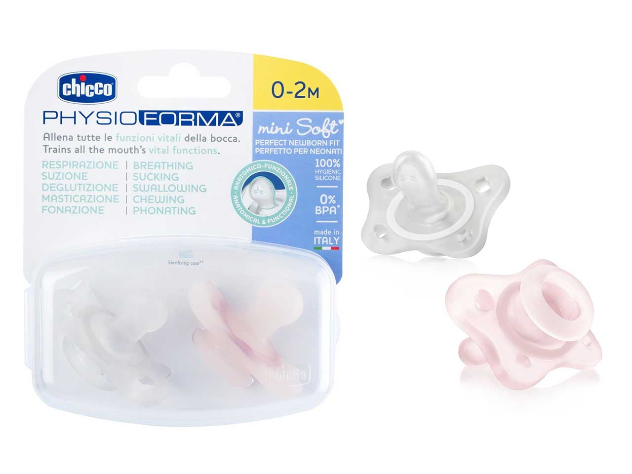 Mini gommotto rosa 0-2 mesi la confezione comprende 2 gommotti