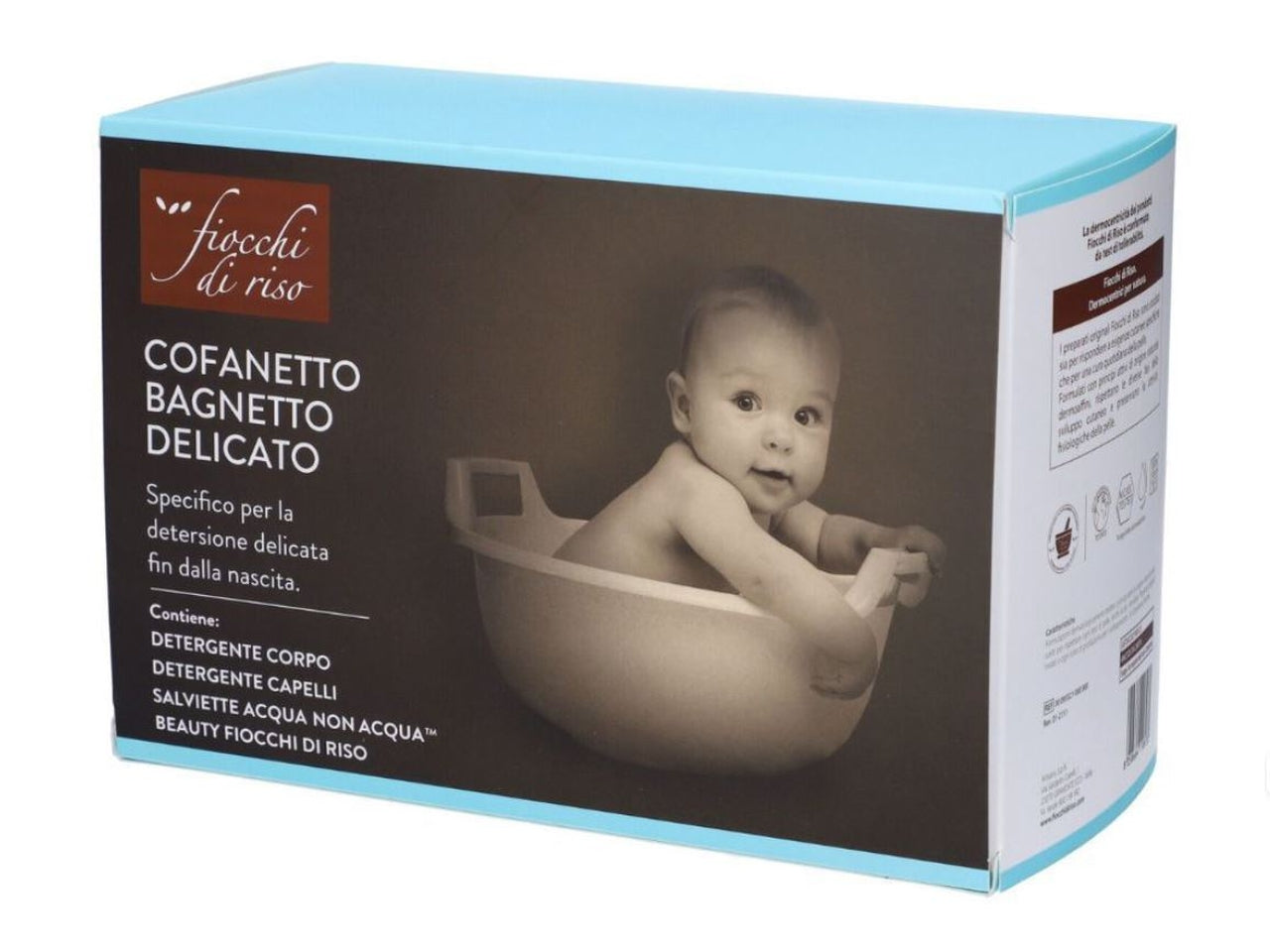 Cofanetto bagnetto Fiocchi Di Riso detergente corpo 200 ml, detergente capelli 200 ml e salviette 60 pezzi - Artsana