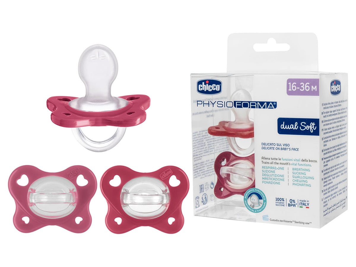 Gommotto ph dual soft rosa 16-36 mesi - confezione da 2 ciuccetti | Chicco