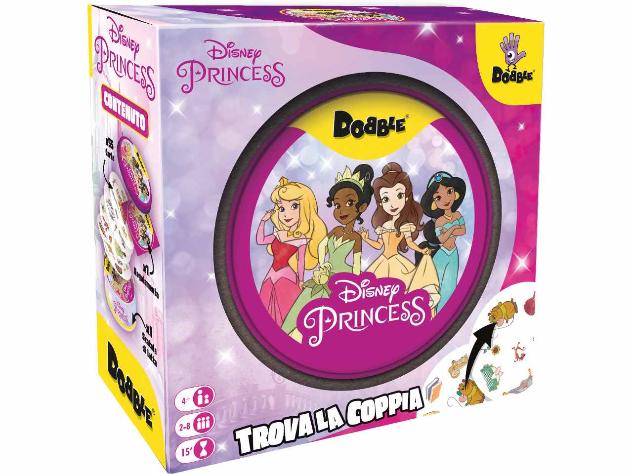 Dobble Principesse Disney: Gioco Familiare Divertente con le Principesse Disney, per 2-8 Partecipanti, Dai 4 Anni in su, Versione Italiana