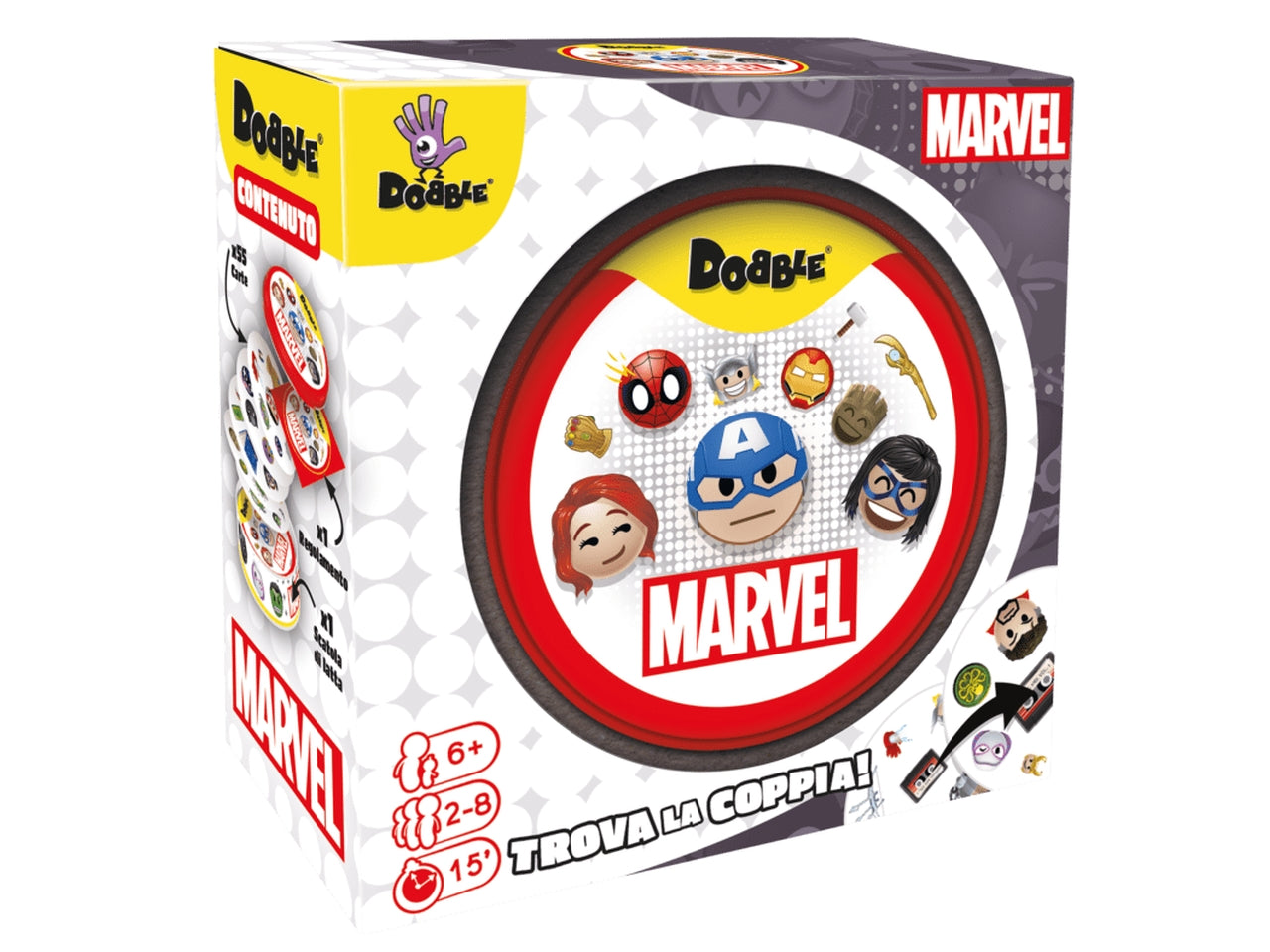 Gioco Da Tavolo Dobble Marvel Emoji, 2 e 8 Giocatori, da 6 Anni, Edizione In Italiano, Pack Ecosostenibile | Asmodee