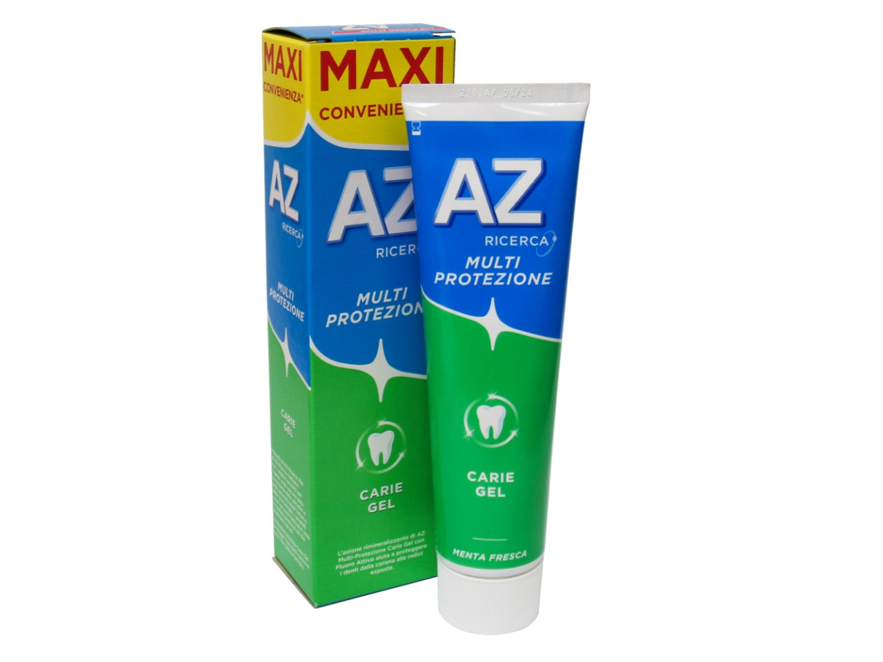 Dentifricio AZ Multi Protezione Carie Gel Maxi Convenienza 85ml: Rimineralizzante con Fluoro Attivo, Protezione Completa da Corona a Radici, Gusto Menta Fresca, per Tutte le Età (6+) $
