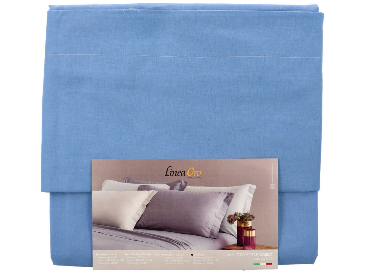Set completo letto singolo Picasso in cotone 150x290cm, avio