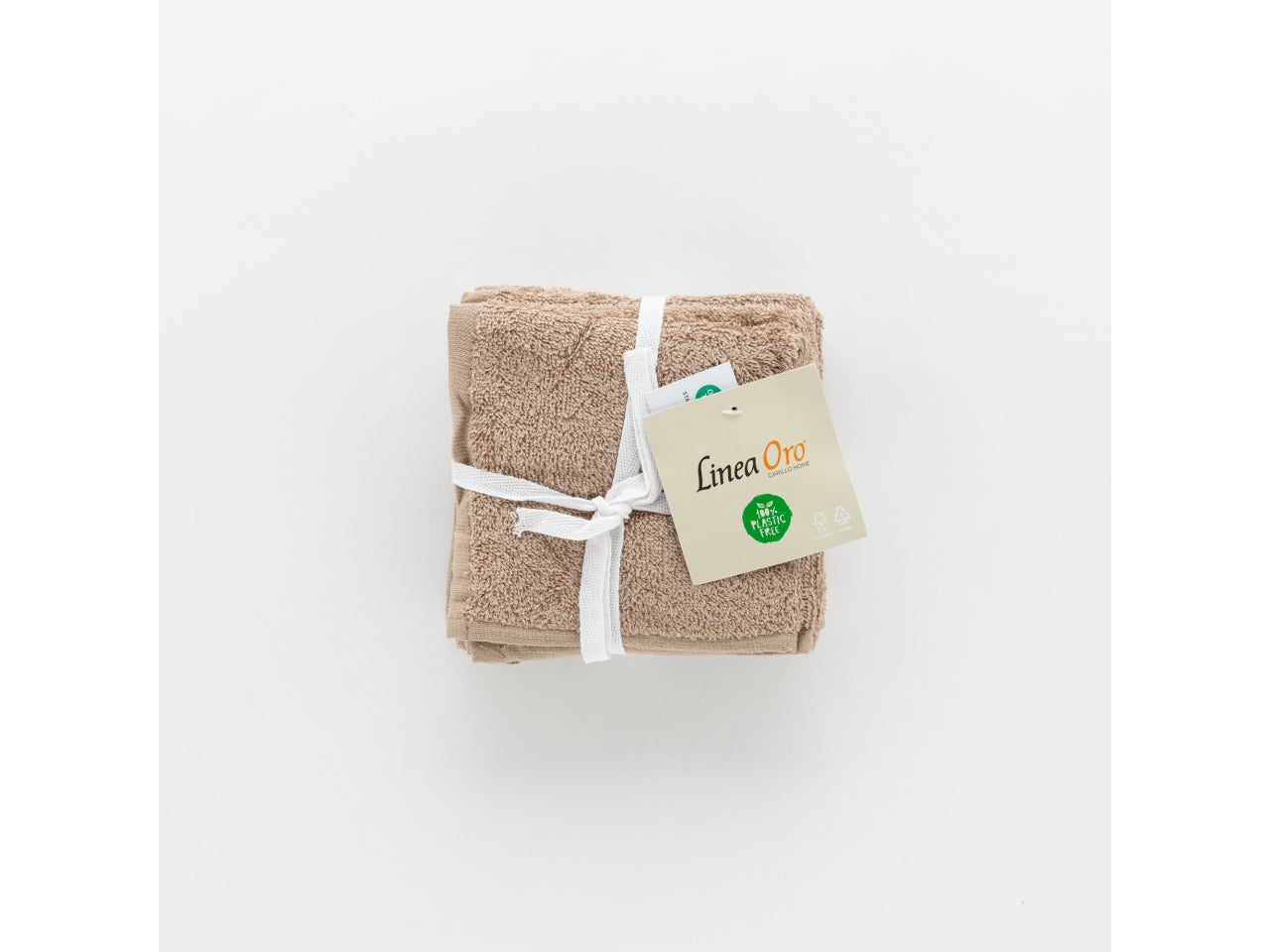 Lavette bagno 30x30 cm in spugna tortora in cotone 400 gsm, set da 6, Linea Oro - Carillo Home
