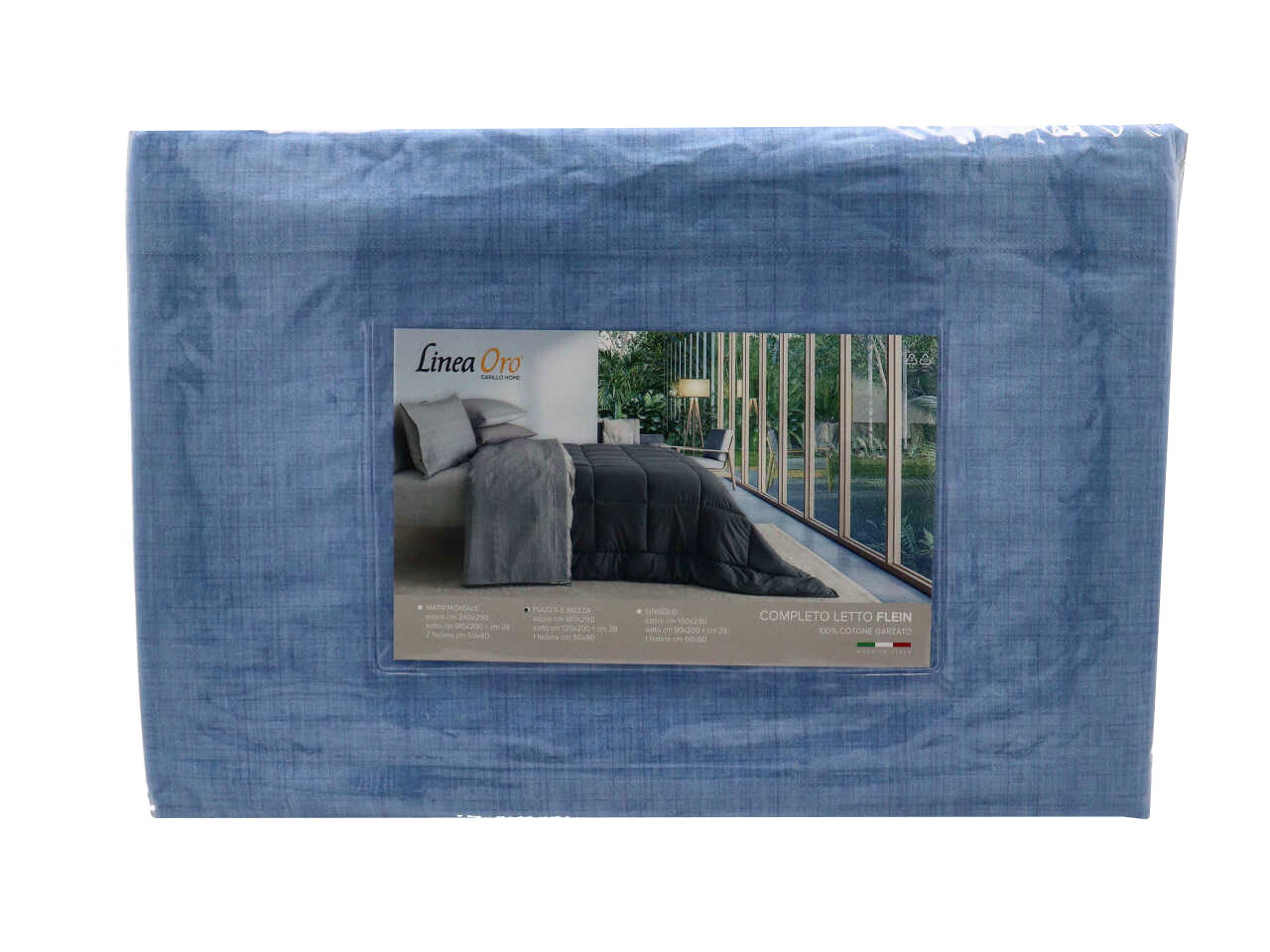 Flein completo letto flanella stampato 1p 1/2 blu