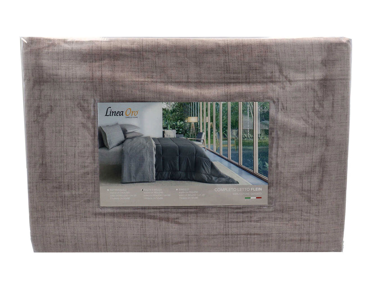Flein completo letto flanella stampato 1p 1/2 tortora