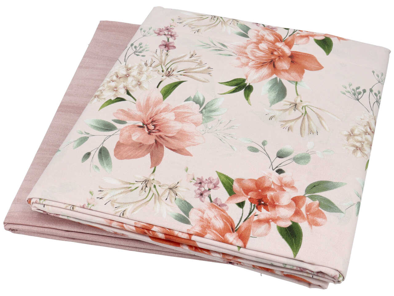 Charlotte completo letto matrimoniale in cotone stampato rosa