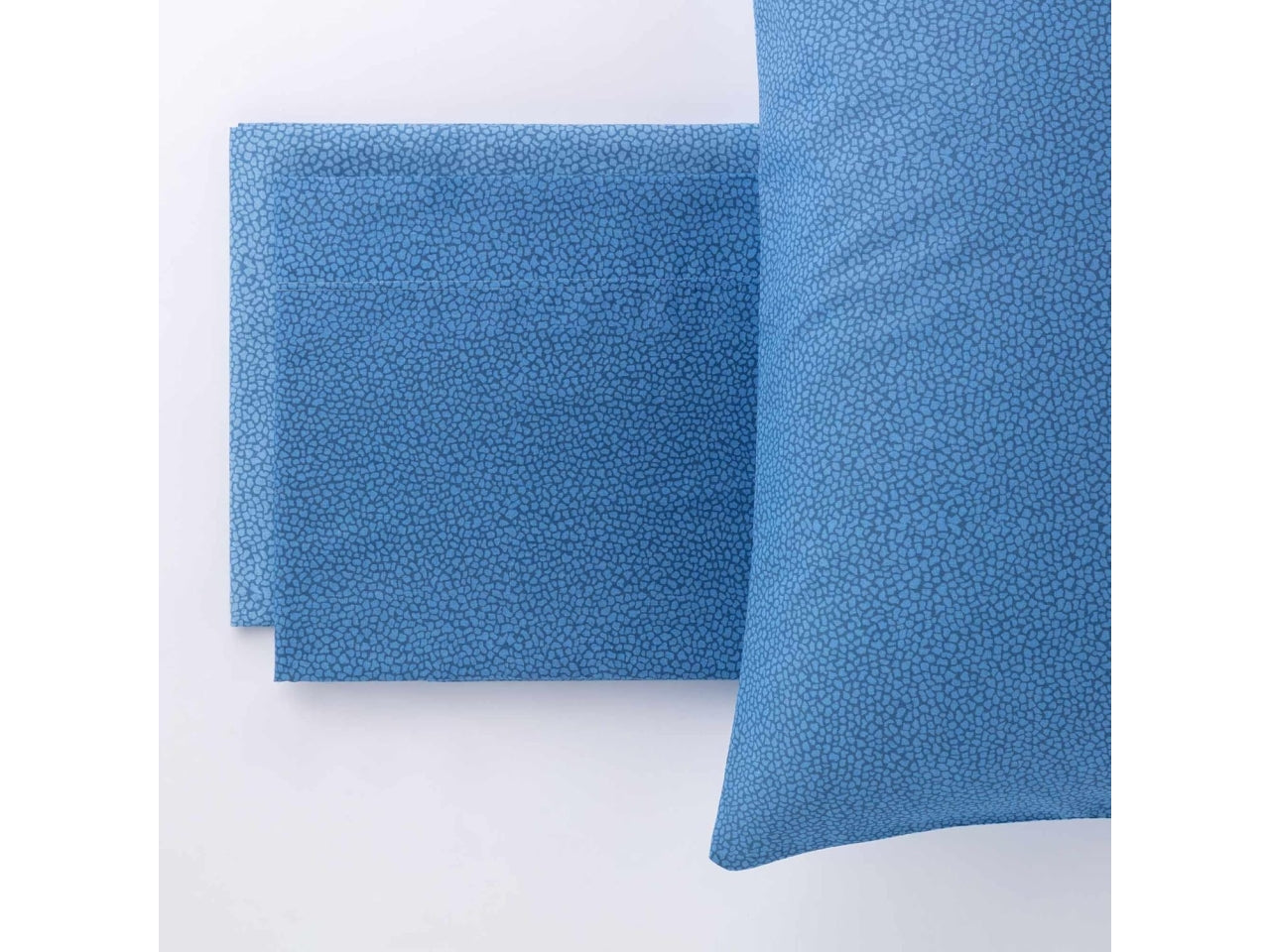 Set Completo Lenzuola Matrimoniale Arios Pois Blu, Puro Cotone, Linea Oro Carillo Home