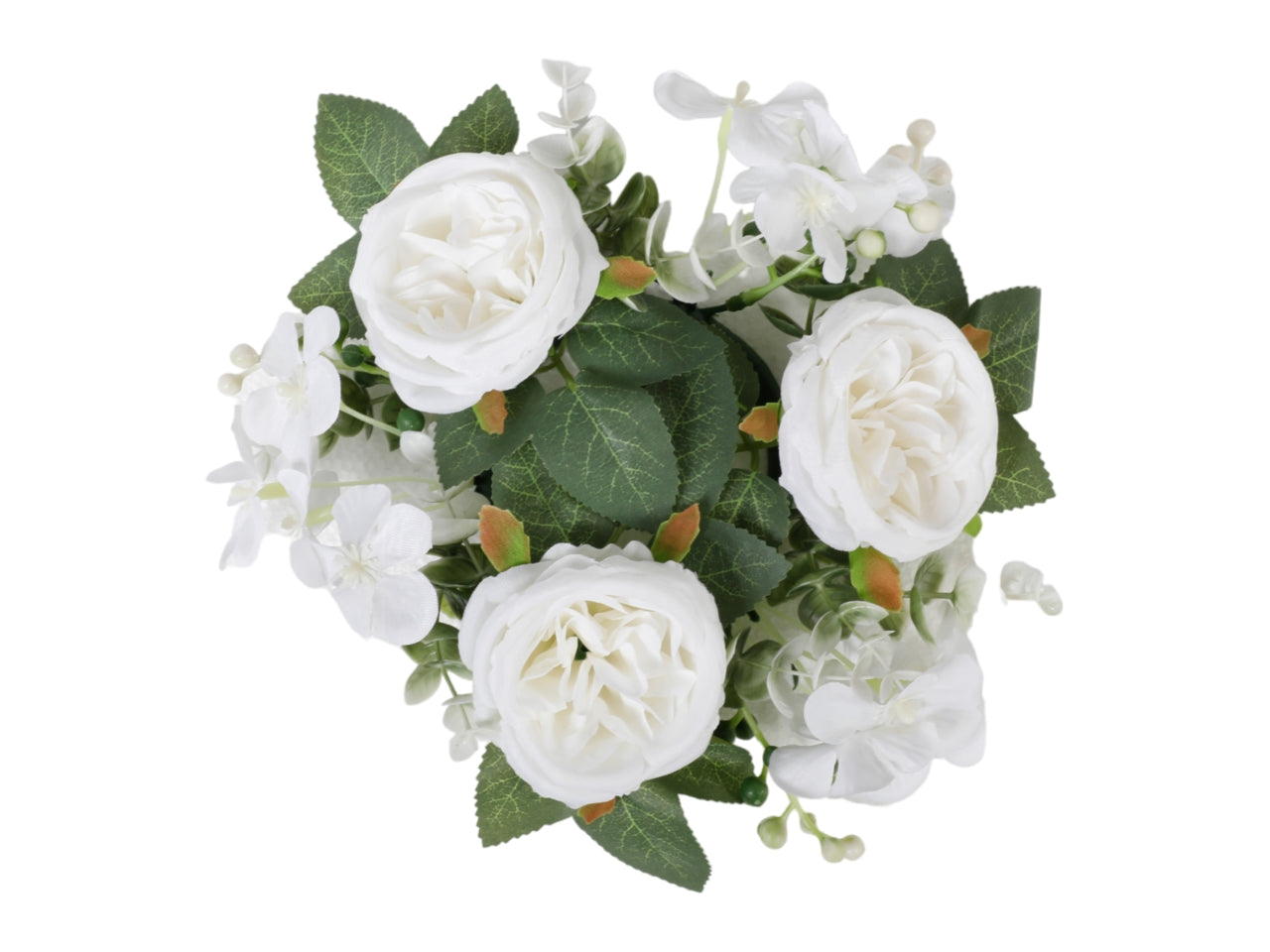 Girocandela con rose inglesi d.20cm bianco