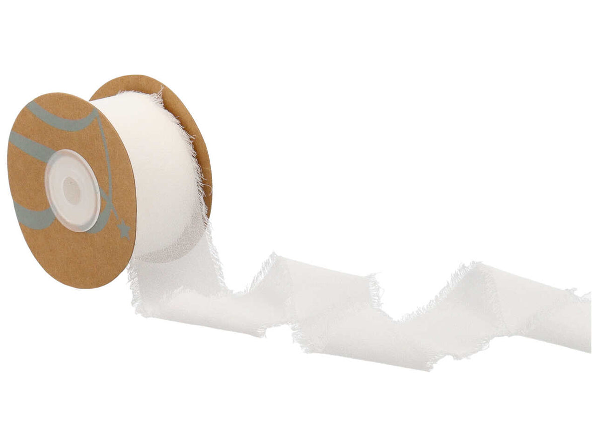 Nastro di seta con frangia colore bianco 40mmx15mt