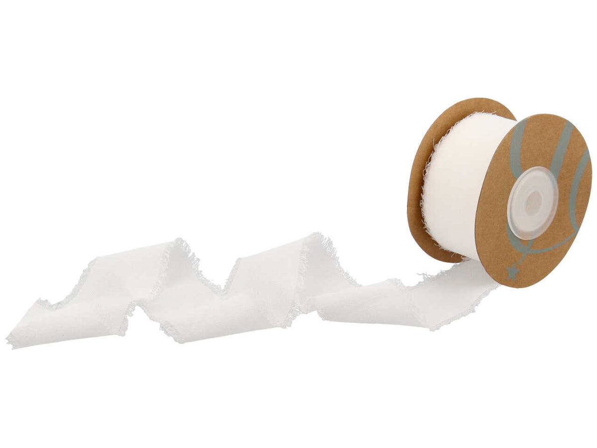 Nastro di seta con frangia colore bianco 40mmx15mt
