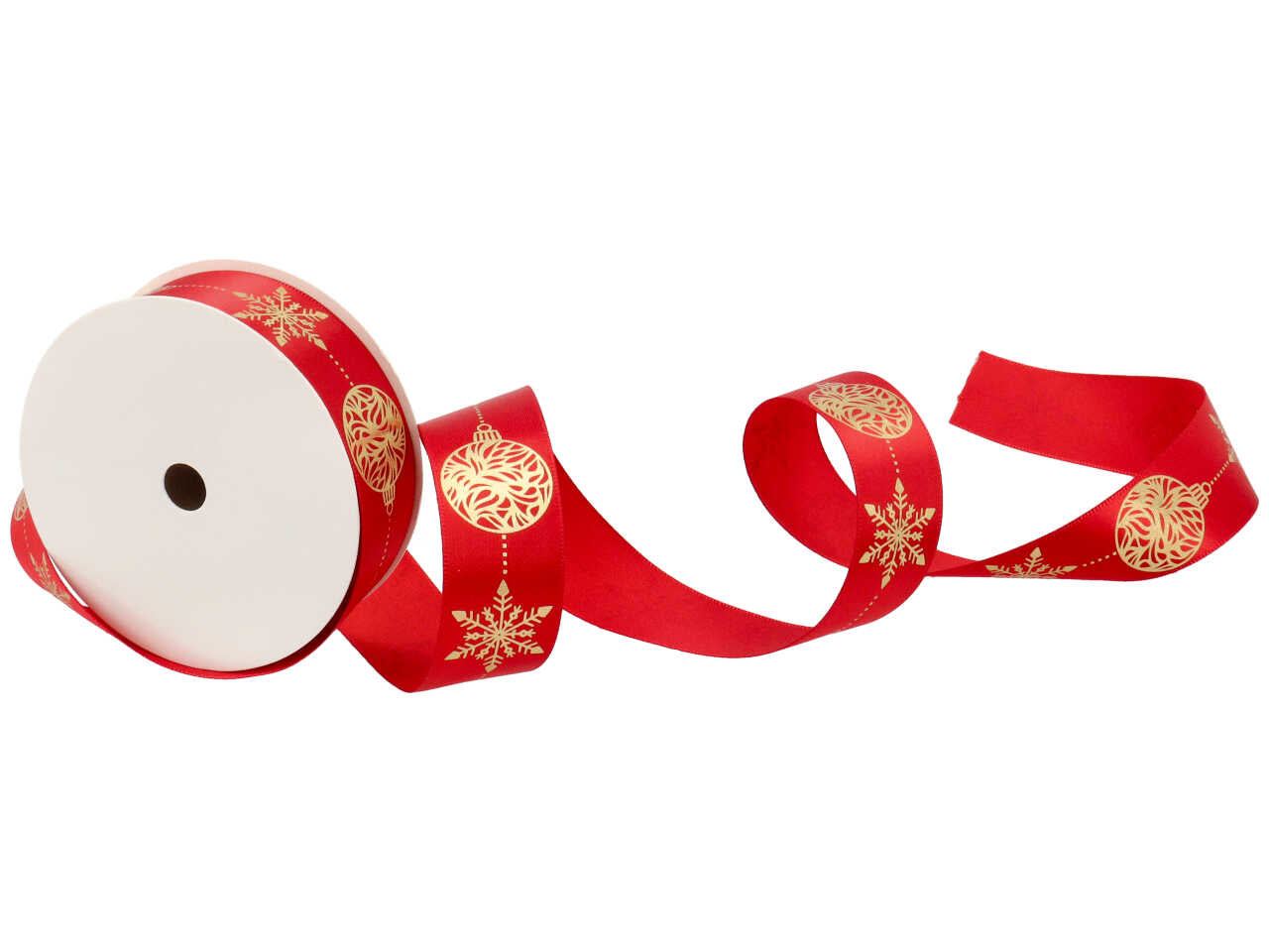 Nastro regalo natalizio in raso rosso e dorato 2,5cm x 15 m - Baratti