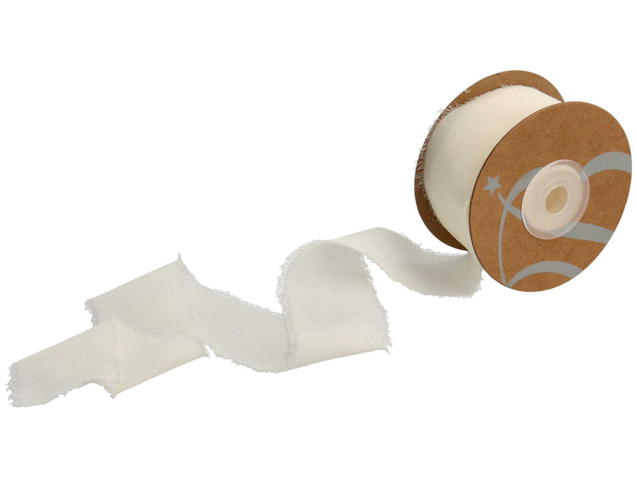 Nastro seta con frangia 40mmx15mt panna