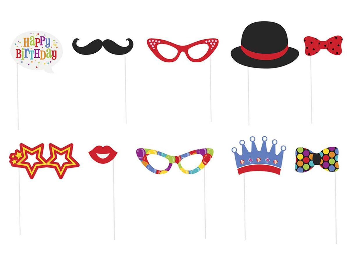 Birthday photo props - la confezione comprende 10 oggetti