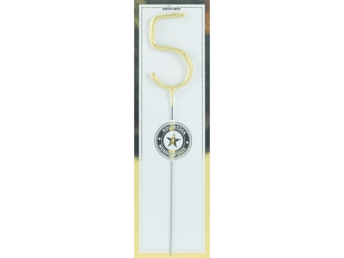 Candela scintillante in metallo h.18cm oro numero 5