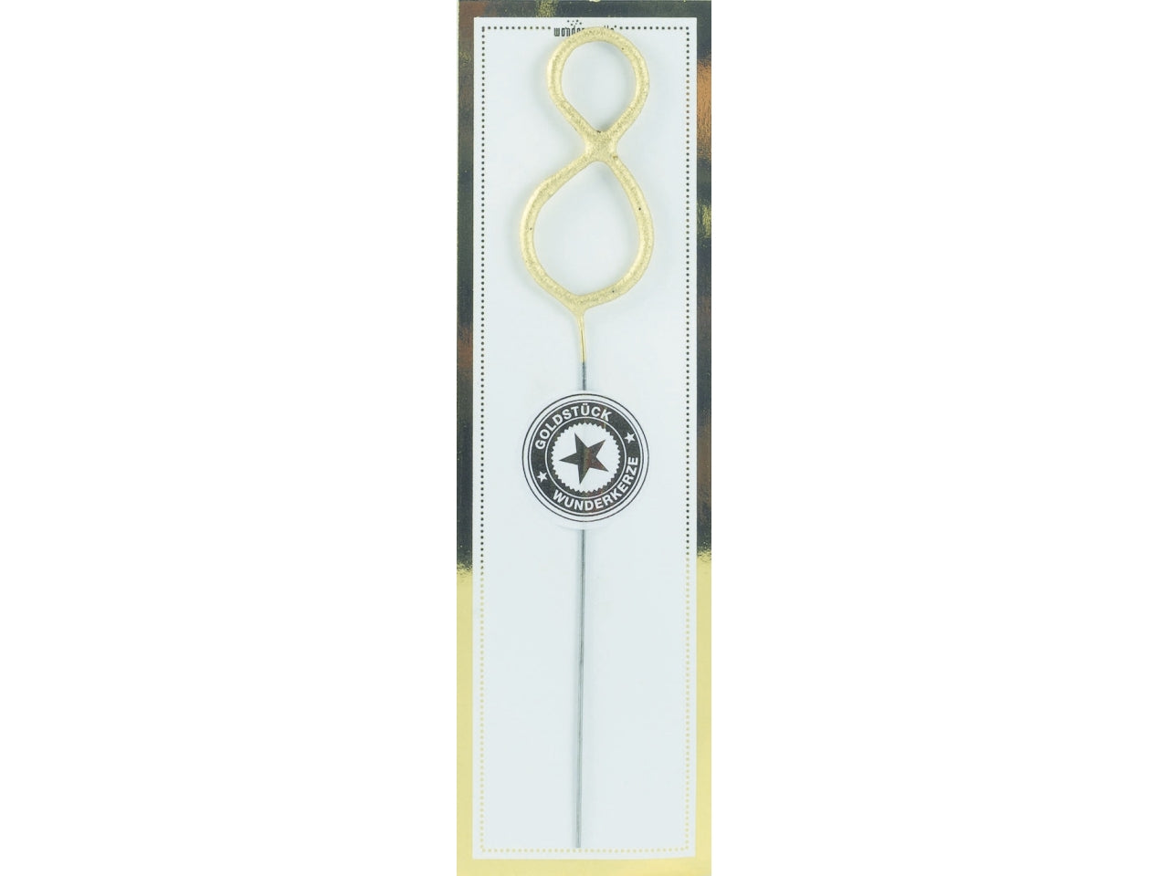 Candela scintillante in metallo h.18cm oro numero 8