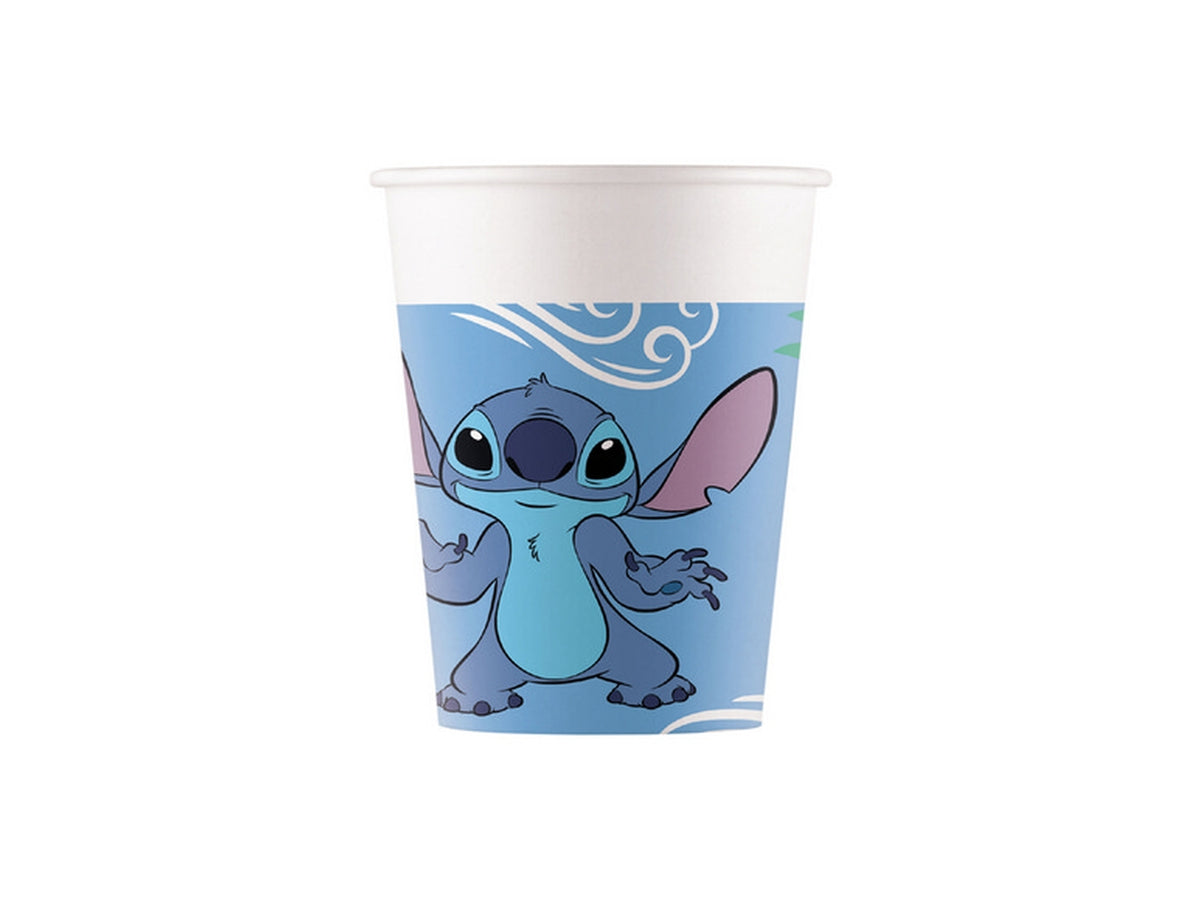 Bicchieri di carta Stitch Disney 200 ml per bambini, 8 pezzi