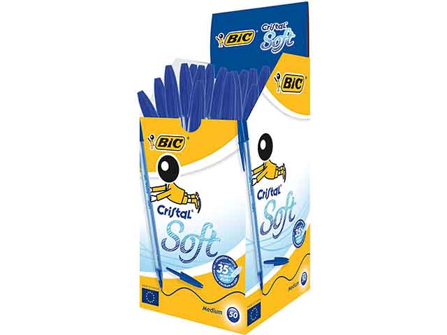 Penna a sfera bic cristal soft, punta media blu 1,2 mm