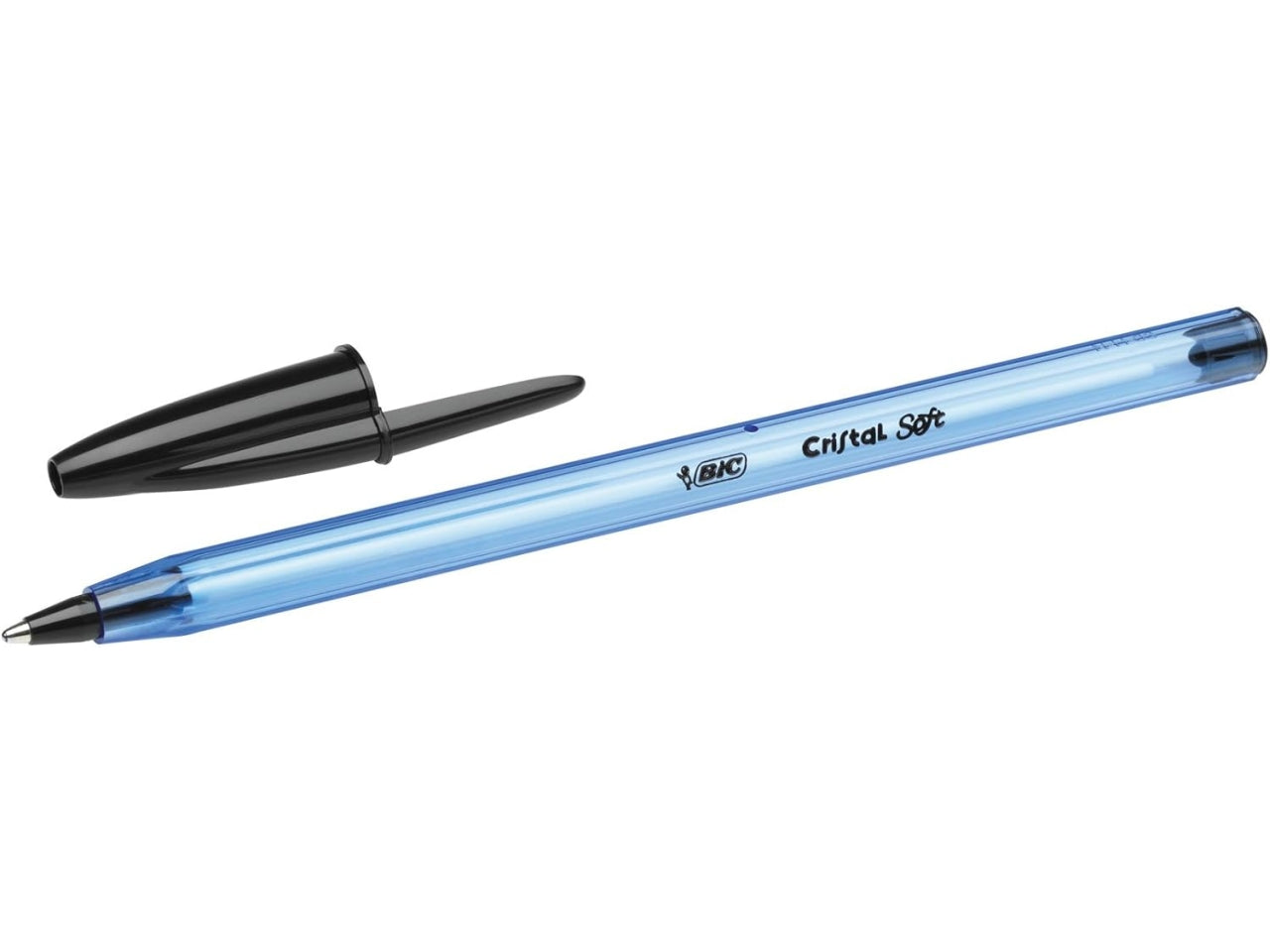 Penna Bic Cristal Soft a sfera colore nero, tratto 1.2 mm, confezione 4 pezzi