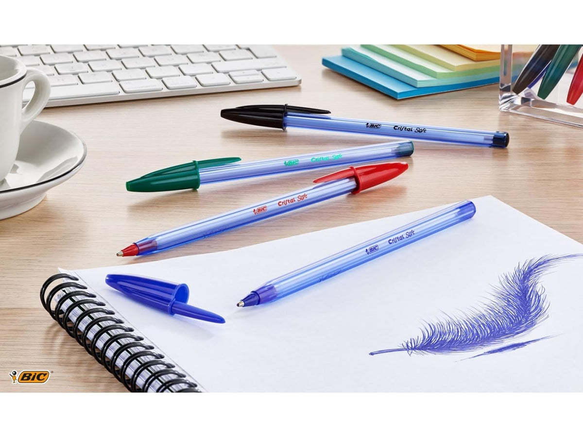 Penna Bic Cristal Soft a sfera colori assortiti, tratto 1.2 mm, confezione 4 pezzi