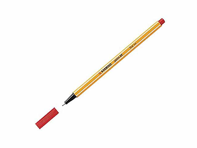 Fineliner STABILO Point 88 Set da 10 Pennarelli Rosso Punta 0,4 mm