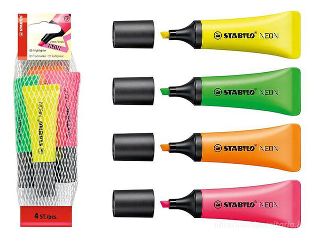 Stabilo neon retina la confezione contiene 4 colori