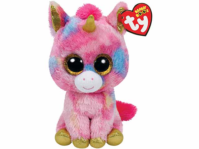 Peluche Ty Beanie Boos Arcobaleno Unicorno con corno dorato multicolore 15 cm