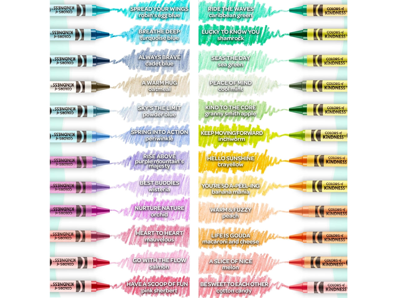 Set Pastelli a Cera Colours of Kindness 24 Pezzi - Multicolor, 7,2x3x10 cm, 131 gr, Cera, Certificato CE, Unisex, Età 3+ | Crayola