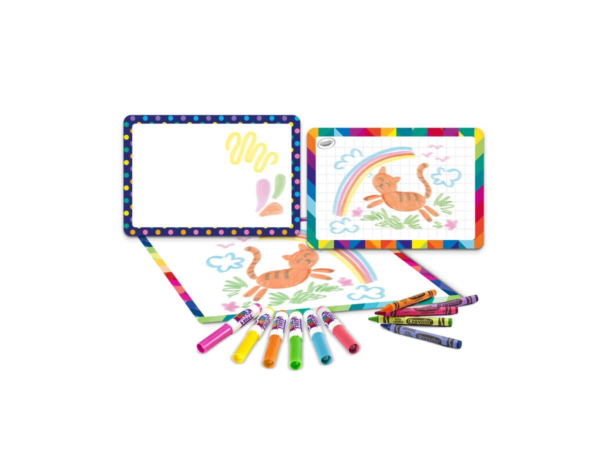 Lavagnette Creative - Multicolor, 26,5x5,6x20 cm, 360 gr, Carta, Provenienza Italia, Certificato CE, Unisex, Età 5+, 6 Pennarelli Colora&Ricolora, 5 Maxi Pastelli a Cera Ultra Lavabili, 2 Lavagnette a Doppia Faccia Bianche/Nere, 1 Poster Rivestito, G $