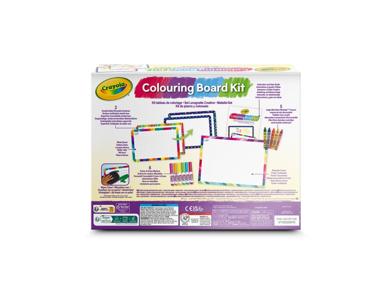 Lavagnette Creative - Multicolor, 26,5x5,6x20 cm, 360 gr, Carta, Provenienza Italia, Certificato CE, Unisex, Età 5+, 6 Pennarelli Colora&Ricolora, 5 Maxi Pastelli a Cera Ultra Lavabili, 2 Lavagnette a Doppia Faccia Bianche/Nere, 1 Poster Rivestito, G