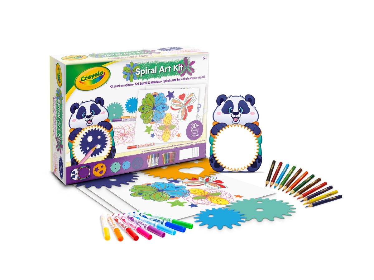 Set Spirali & Mandala - Multicolor, 26,5x5,6x20 cm, 320 gr, Carta e Plastica, Provenienza Italia, Certificato CE, Unisex, Età 5+, 12 Mini Matite Colorate, 8 Pennarelli Lavabili, 1 Animaletto Mandala con 3 Ingranaggi, 1 Ingranaggio con Stencils, 16 Fo